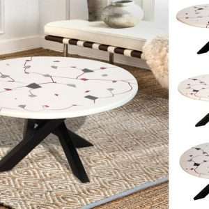 Side Table Top Terrazzo On Metal Legs