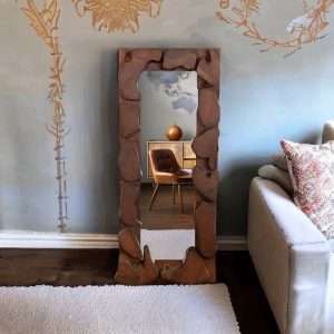 Standing Mirror With Curved Accents Reclaimed Teak " A "