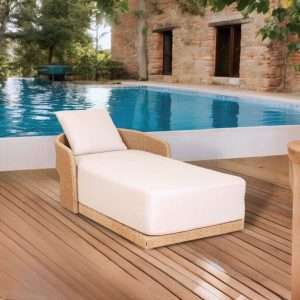 Sunbed " KUTA " With Synthetic Banana Leaf And Fabric Cushion