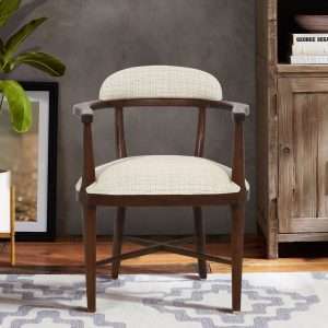 Armchair Cross Legs With Fabric Upholstery Plantation Teak