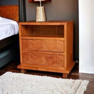 Nightstand Carving Linear Plantation Teak