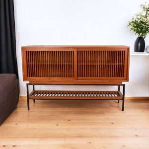 Cabinet Console With Trellis Sliding Doors