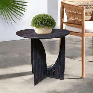 Round Side Table With Illusion Legs Plantation Teak