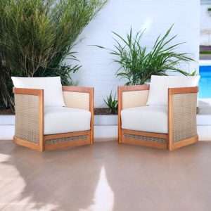 Lounge Chair " CANGGU " With Synthetic Rattan Plantation Teak