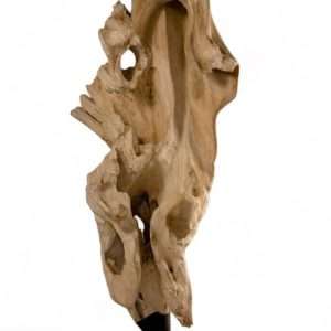 Solid Drift Teak Wood Carved " B " Full Iron Base