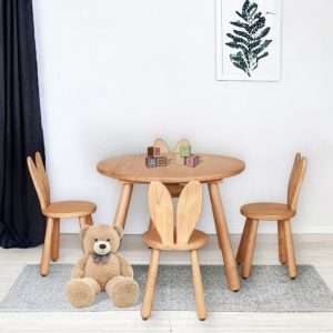 Kid Round Table And Chair " BUNNY EARS " Plantation Teak