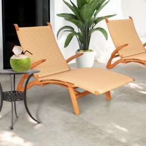 Chaise Lounge " DOLPHIN " With Synthetic Rattan Plantation Teak