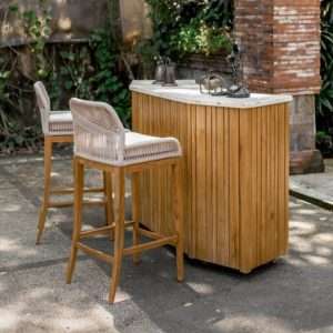 Barstool " TORA " Woven Rope Plantation Teak