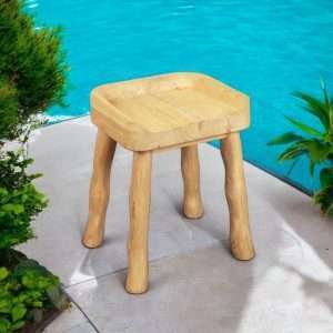 Stool / Side Table Wavy Legs In Sungkai Wood