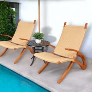 Lounge Chair " DOLPHIN " With Synthetic Rattan Plantation Teak