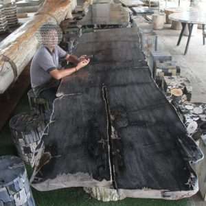 Dining Table Petrified With Petrified Wooden Log Legs