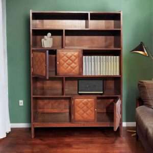 Bookshelf Vintage 2 Style With Leather Doors