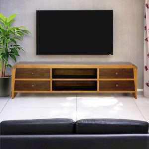 TV Cabinet " GOMEZ 2 " With Brass Handle Plantation Teak